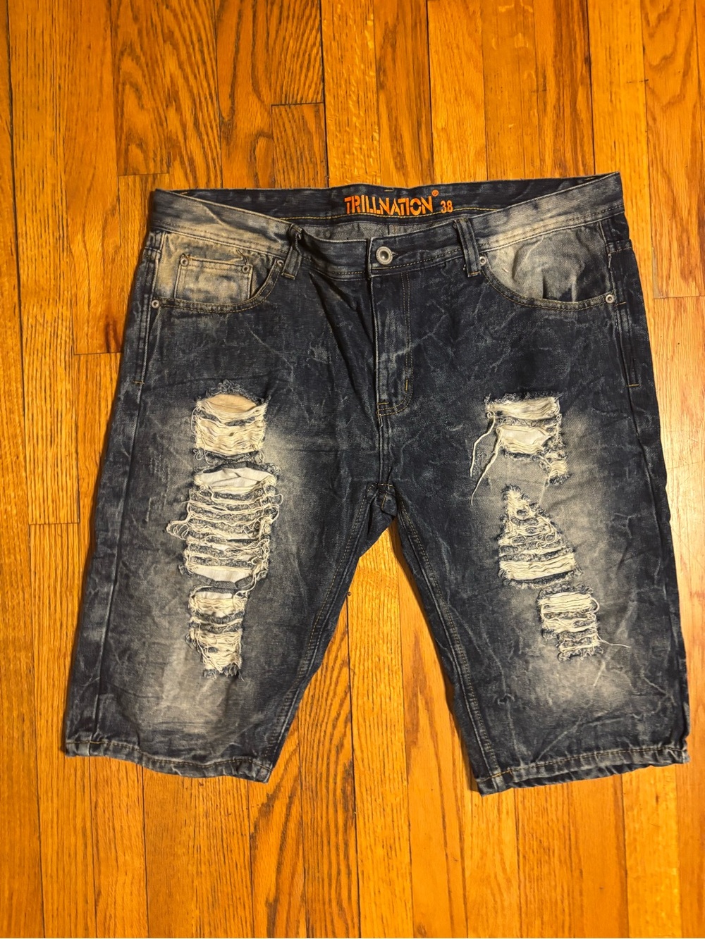 Men's Distressed Navy Jean Shorts